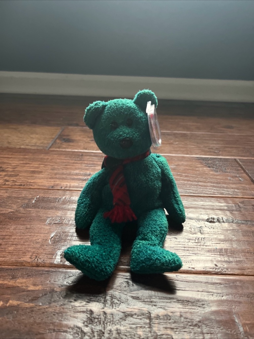 TY Beanie Babies - New Face Teal Teddy Bear - Wallace 1999